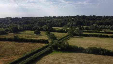 Drone-flying-over-beautiful-countryside-nature-in-Wiltshire,-England