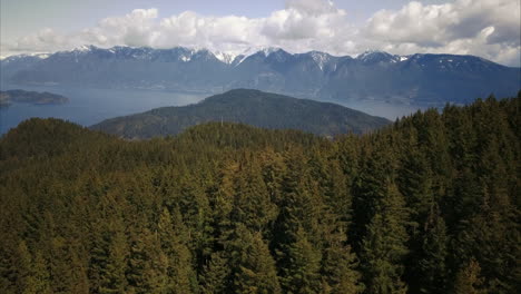 Aerial-view-of-Bowen-Island-forest-and-Mountains,-variation