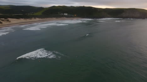 Cinematic-aerial-flying-over-coast-of-East-London-South-Africa