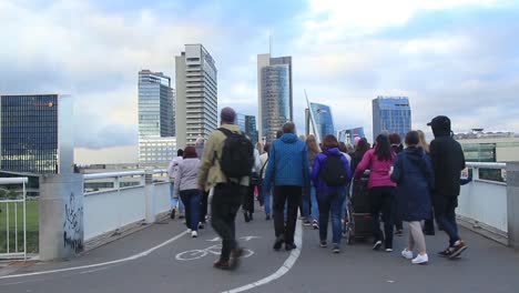 White-Bridge-in-the-Capital-City-Vilnius,-Lithuania,-Baltic-States,-Europe