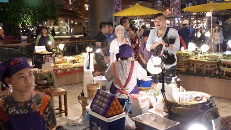 Sliding-shot-of-the-floating-market-in-Sook-Siam-at-Icon-Siam-Mega-Shopping-Mall-Bangkok-Thailand