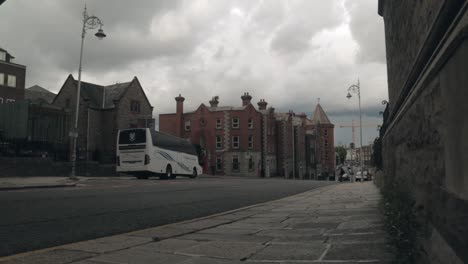 Traffic-on-a-road-in-Dublin,-Ireland