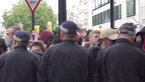 Antifa-gather-outside-the-BBC-studio-to-protest-Tommy-Robinson-in-London,-UK