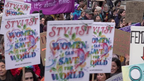 Thousands-of-protestors-with-placards-and-banners-join-the-March-For-Women-in-London-on-International-Women’s-Day