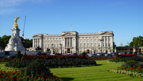 London-England,-Circa:-Zeitraffer-London-Stadt-Mit-Victoria-Memorial-Und-Buckingham-Palace-In-Uk