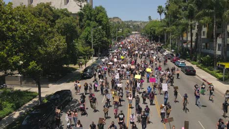 4k-luftaufnahmen-Von-Protesten-Gegen-Schwarze-Leben-In-Los-Angeles,-Kalifornien,-Usa