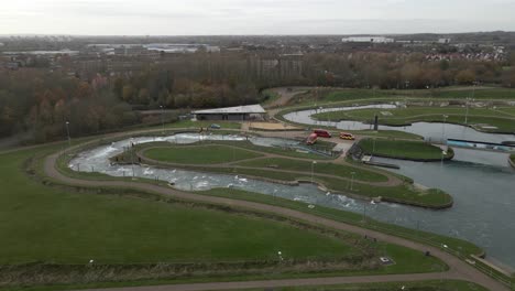 high-point-of-view-of-firefighters-practicing-saving-people-in-fast-flowing-river