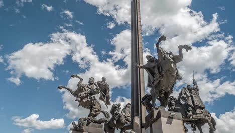 Time-lapse-clouds-over-Krum-Damianov-impressive-monument-to-Tsar-asen-dynasty