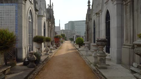 Reihen-Von-Blumentöpfen-Auf-Dem-Friedhof-Von-Agramonte-Mit-Feldweg-In-Der-Mitte