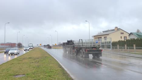 Military-Reinforcement-HEMTT-Semi-Trailer-for-Ukrainian-conflict-in-Rzeszow,-Poland