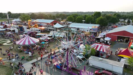 Ferris-Wheel-and-Merry-Go-Round-at-outdoor-state-fair-farm-on-fairground-property