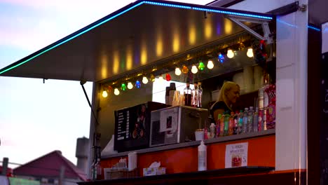 Colorful-Coffee-truck-at-the-festival-in-Lithuania,-Rusnes-Festival