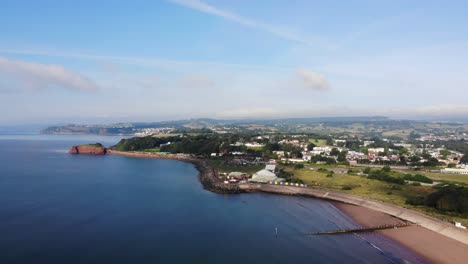 Aerial-View-Of-Dawlish-Warren-Town-On-Devon-Coastline