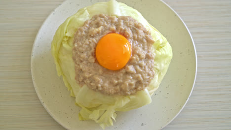 homemade-steamed-cabbage-stuffed-minced-pork-and-egg-yolk