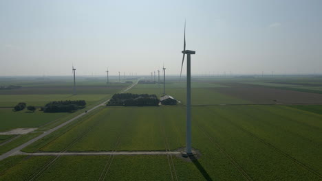 Jib-up-of-spinning-wind-turbine-in-windmill-park