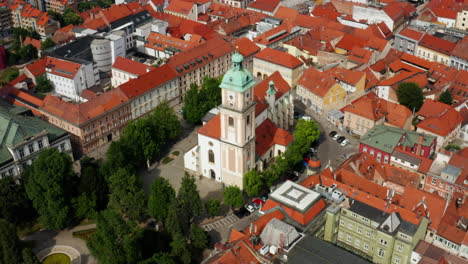 Aerial-View-Of-Maribor-Cathedral,-Roman-Catholic-Church-In-City-Of-Maribor-In-Slovenia