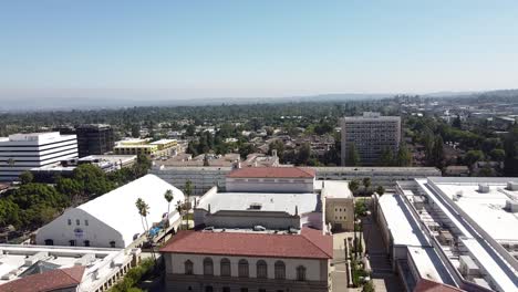 Drone-moving-forward-above-Pasadena-neighborhood