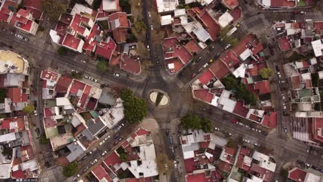Aerial-top-down-rising-over-Parque-Chas-intersection-in-urban-area-of-Buenos-Aires