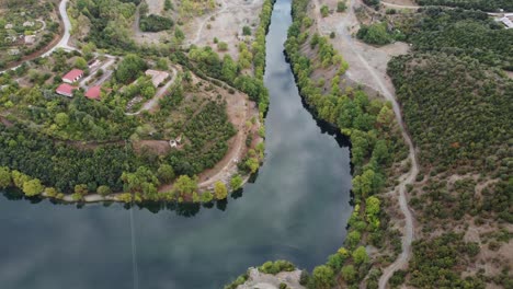 Epic-drone-shot-of-Haliacmon-Aliakmonas-river-in-northern-Greece-Macedonia