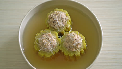 Stuffed-bitter-gourd-with-seasoned-minced-pork-and-vermicelli-soup-bowl