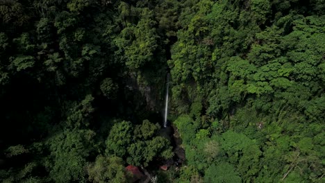Flying-towards-tropical-paradise-Katibawasan-waterfall-in-lush-jungle