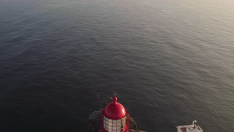 Aerial-above-revealing-the-compound-of-Cabo-de-Sao-Vicente,-Cape-St-Vincent-lighthouse-at-Sagres