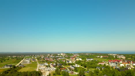 Rural-baltic-town-of-Jastrzebia-Gora,-Pomerania,-Poland,-summer-day