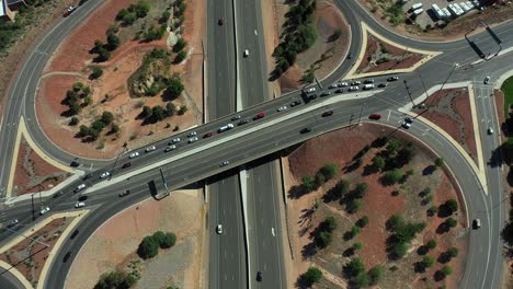 Drone-Aerial-View-of-Highway-Junction-and-Bridge-Overpass-Near-St