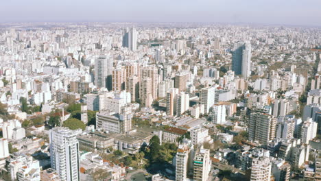 AERIAL---Skyline-and-city-landscape-of-Buenos-Aires,-Argentina,-wide-shot-forward