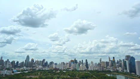 Panoramic-Wide-Angle-Cityscape-and-Skyline-of-Bangkok,-Time-Lapse