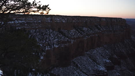 Snow-covered-grand-canyon-at-sunset-in-Mather-Point---landscape-static-shot