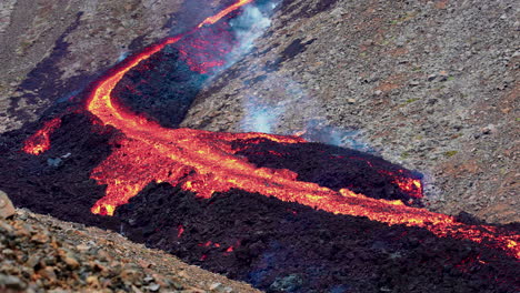 Luft-Lava-Flüsse-Natur-Geschmolzenes-Feuer-Ausbruch-Fagradalsfjall-Vulkan