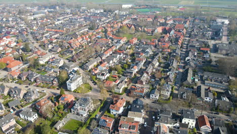 Aerial-of-beautiful-small-town-in-the-Netherlands