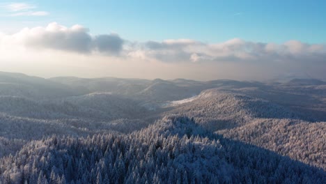 4K-aerial-shot-of-Jahorina-mountain-in-winter-snow,-Bosnia-and-Herzegovina