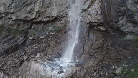 Big-waterfall-Almenbachfall-Berner-Oberland-Switzerland-drone-flight