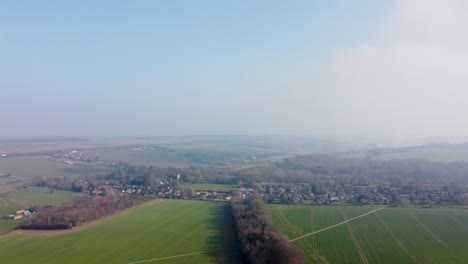 Drone-flight-over-Bishopsbourne-line-with-blue-sky