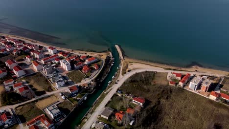 Drone-flight-over-Nin-city-in-Croatia-bird's-eye-view-during-the-day