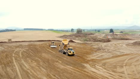 Large-construction-site-with-machines-starting-new-development,-civil-engineering