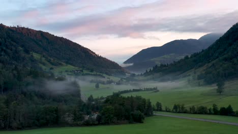 Morning-foggy-pink-sunrise-in-Austria