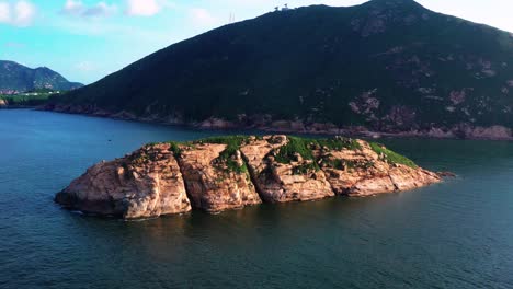 view-during-flyover-around-the-Shek-O-beach-shore-area-in-Hong-Kong-Peninsular