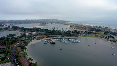 Wide-aerial-shot-of-Mission-Bay-on-cloudy-day