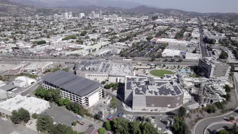 Takeda-pharmaceutical-health-care-buildings,-aerial-in-Glendale-solar-panels
