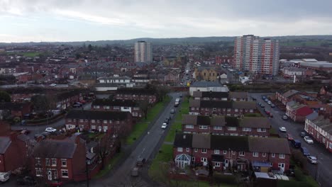 Aerial-above-Welsh-Flint-housing-estate-North-Wales-town-property-dolly-right