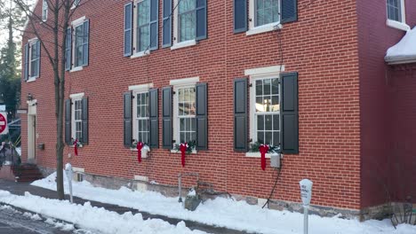 Restored-colonial-red-brick-home-decorated-for-Christmas