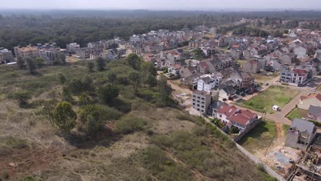 New-fenced-housing-estate-on-suburbs-of-Nairobi,-Kenya,-aerial-view