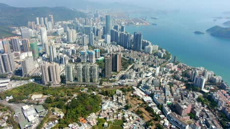 Aerial-view-over-Shenzhen-coastline-on-a-beautiful-clear-day