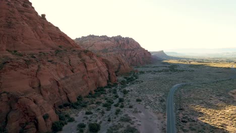 Aerial-View-of-Red-Rock-Sandstone-Cliffs-in-Southwest-Utah-Desert