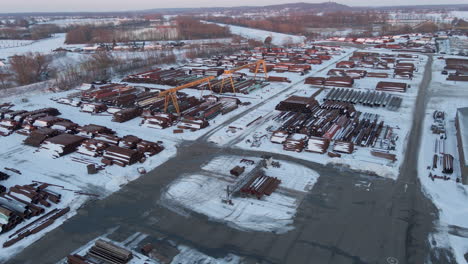 Aerial-overview-of-metal-recycling-plant-in-winter