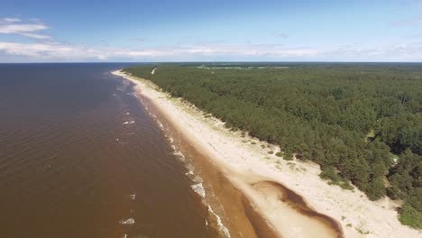 High-aerial-view-of-the-beach-of-Rozkalni-in-Latvia