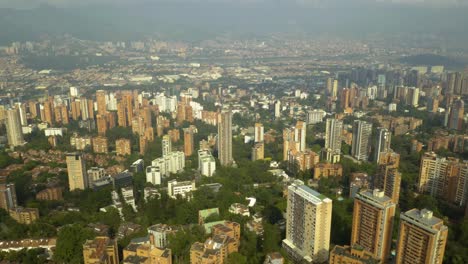 Aerial-View-of-Brick-Apartment-Buildings-in-Medellin,-Colombia